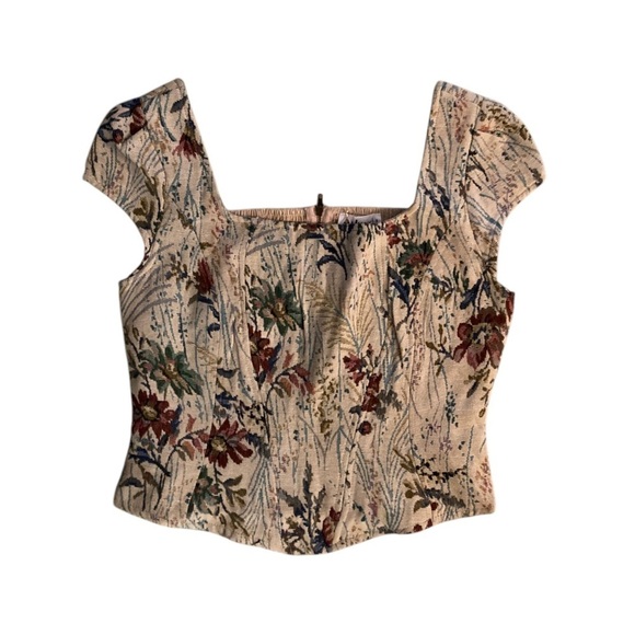 In Loom Tapestry Corset Top NWT Floral Print Women's Top - Picture 3 of 9
